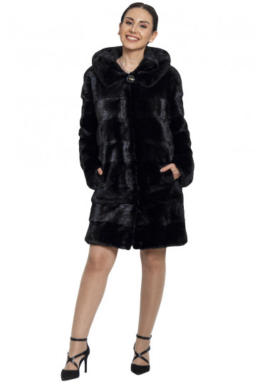 Норковая шуба трансформер черного цвета