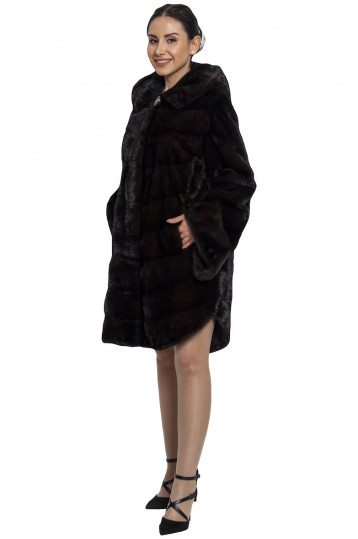 Норковая шуба бабочка цвета графит