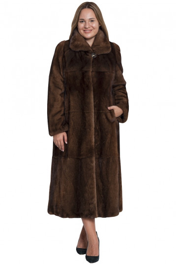 Прямая норковая шуба цвета ореха