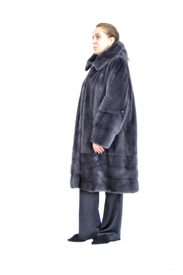 Норковая шуба графит, Москвичка, с капюшоном