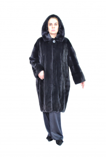 Норковая шуба меховое Пальто с капюшоном 