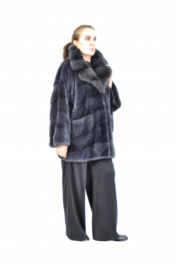 Графитовая шуба из норки, Жакет с воротником