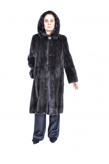 Норковая шуба, цвет махагон, черный, пудра, серый, графит, Пластины с капюшоном 