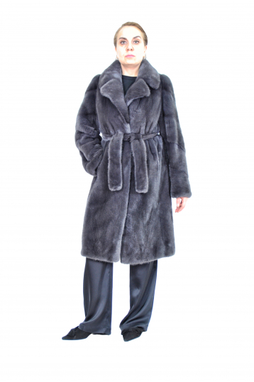 Норковая шуба, цвет графит, махагон, пудра, серый, черный, Френч с английским воротником 