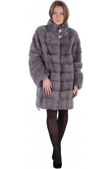 Норковая шуба цвета голубой графит