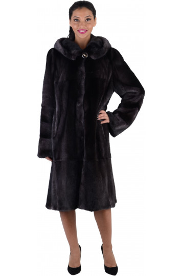 Шуба из норки цвета антрацит