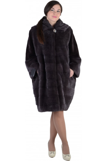 Норковая шуба цвета графит