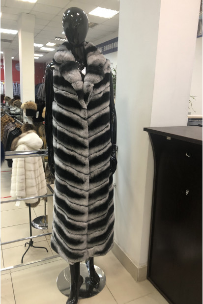 Женская шуба тигровый кролик