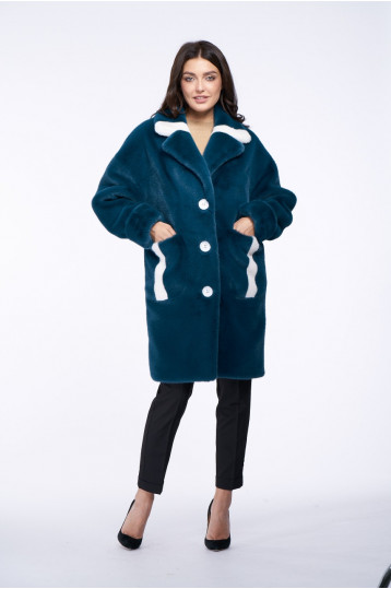 Полупальто из меха керли с воротником