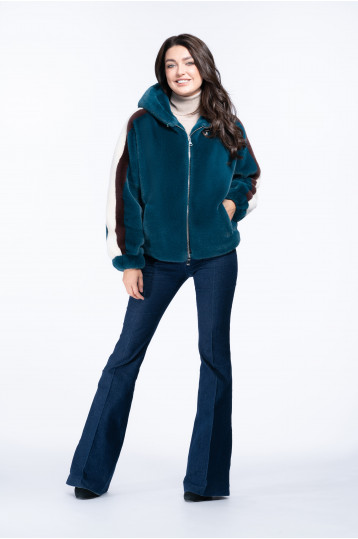 Женская куртка из эко меха норки с капюшоном