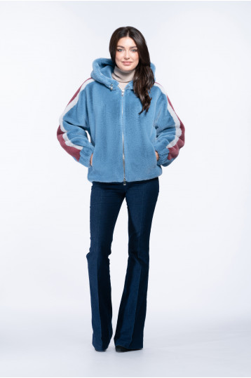 Женская куртка из эко меха норки с воротником