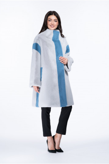 Полупальто из эко меха с воротником