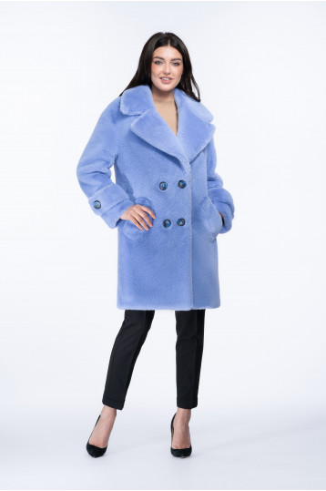 Полупальто из эко меха с воротником