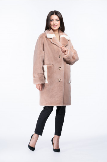 Полупальто из эко меха с воротником