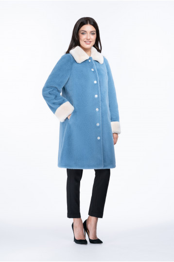 Полупальто из эко меха с воротником