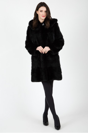 Норковая шуба черный жемчуг