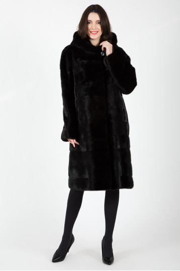 Прямая норковая шуба из поперечки