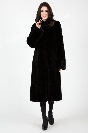 Норковая шуба с воротником-стойкой