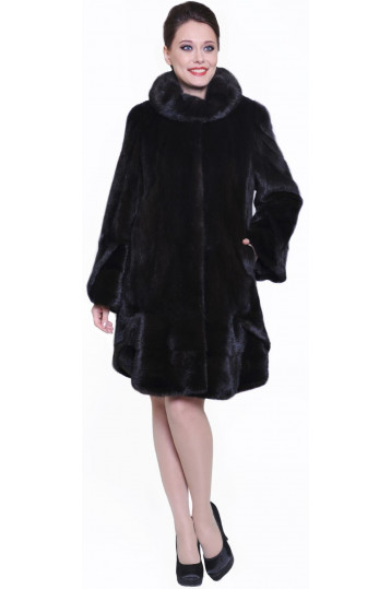 Норковая шуба в цвете махагон
