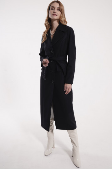 Шерстяного пальто черно-синего цвета