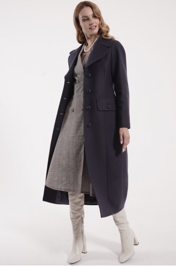 Шерстяное пальто серо-голубого цвета