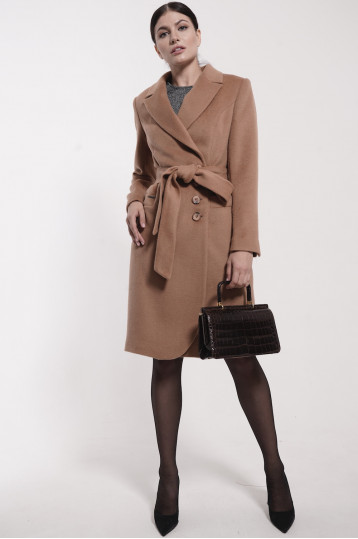 Шерстяное пальто цвета кэмел