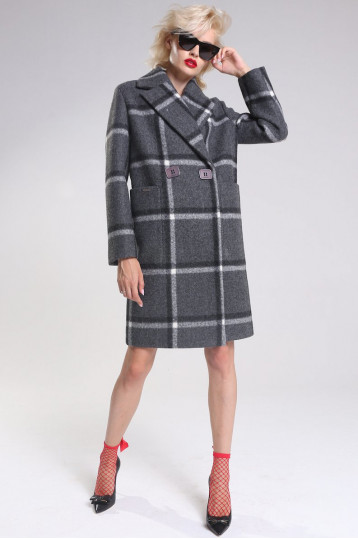 Серое пальто в клетку Серое пальто в клетку